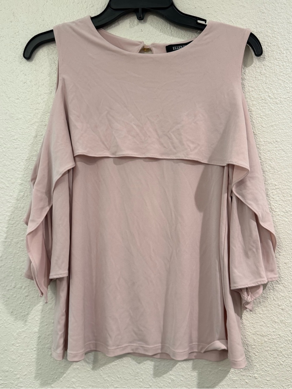 Y2K Ellen Tracy  Blush Cold-Shoulder Layered Women's Tunic